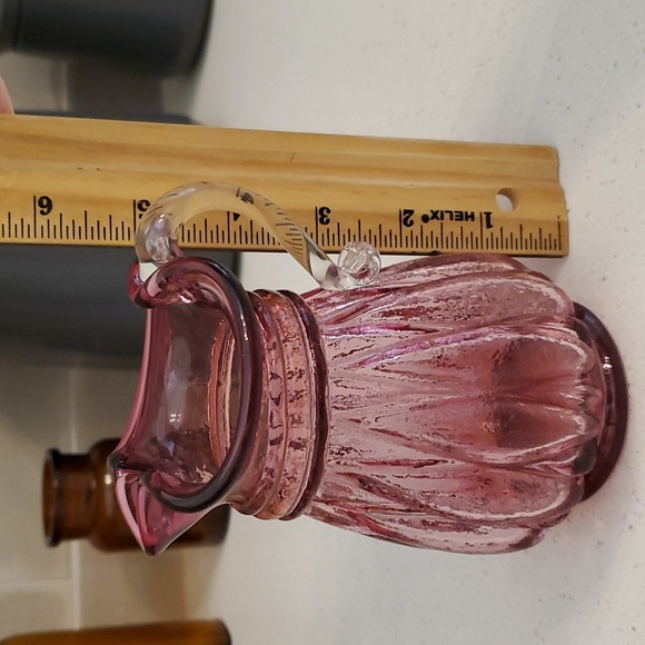 Vintage Cranberry Glass Pitcher - Picture 9 of 9